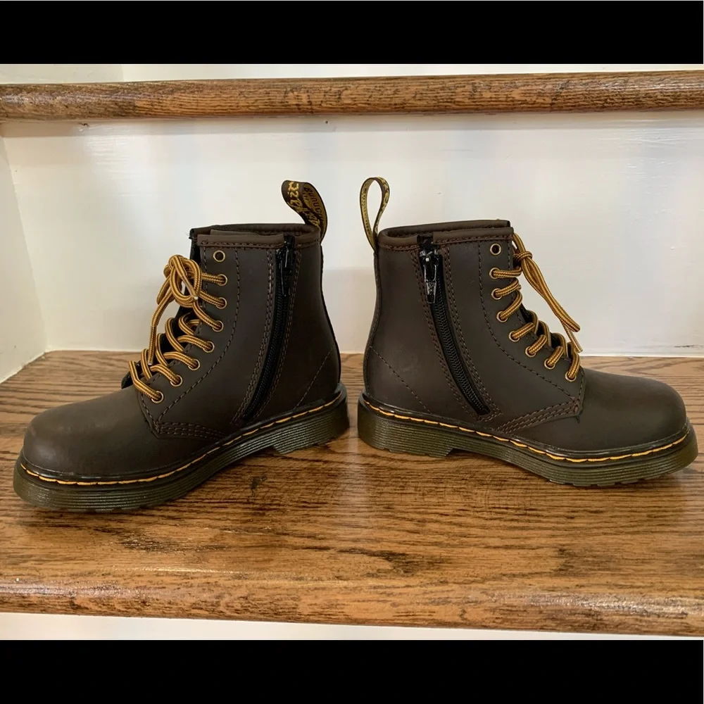 Dr. Martens Kids Brown Leather Lace-Up Boots